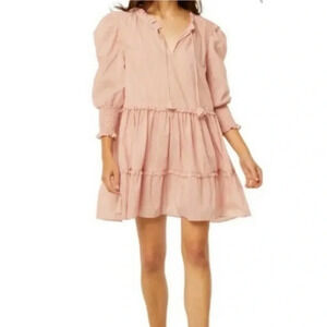 Misa Los Angeles Maya Pinstripe Woven Shift Dress Sunset Stripe Small NWT *Flaw